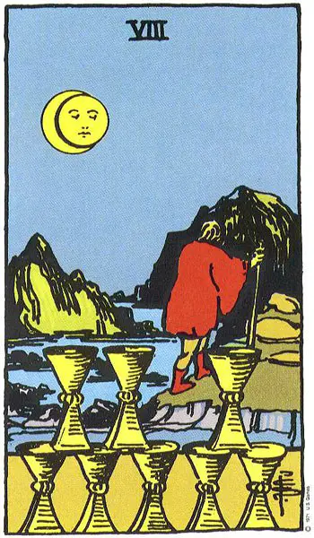 Carta del Tarot Ocho tazas