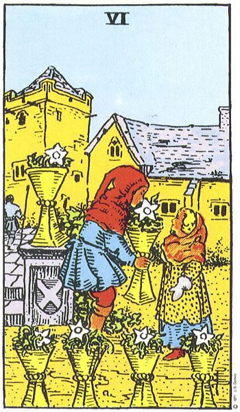 Carta del Tarot seis tazas