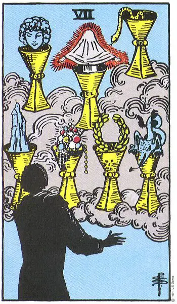 Carta del Tarot siete tazas