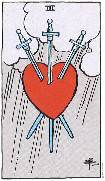 Carta del Tarot tres de espadas