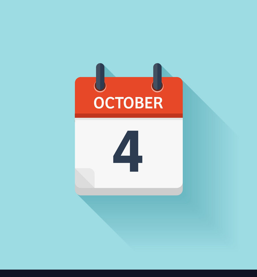 4 de octubre fecha del icono del calendario diario plano Vector libre de regalías
