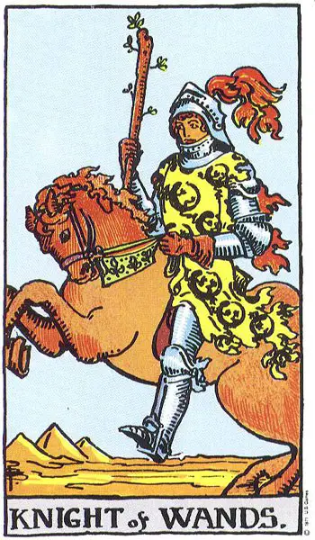 Carta del Tarot Caballo hecho de palos