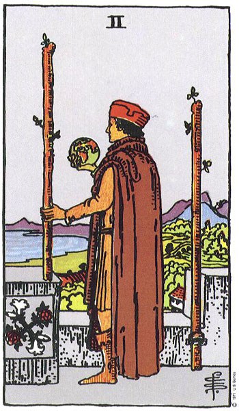 Carta del Tarot Dos varitas mágicas