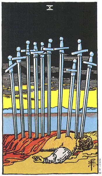 Carta del Tarot diez espadas