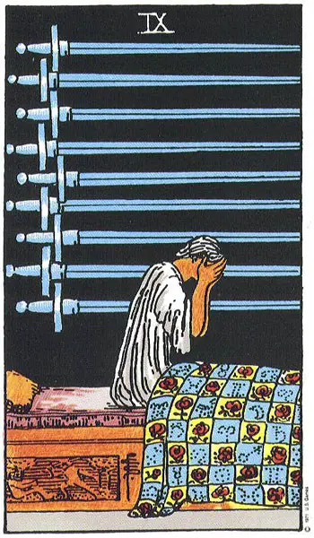 Carta del Tarot nueve espadas
