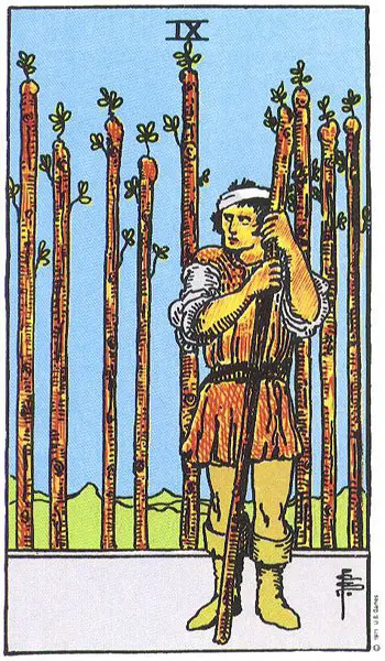 Carta del Tarot nueve varitas