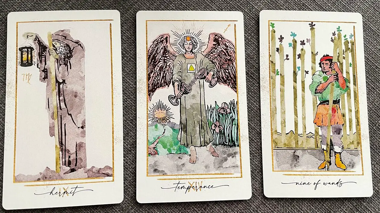 Póster, imagen, impresión en metal y pintura de Wands Nine Tarot Card...