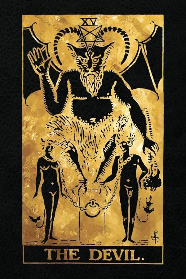 El Diablo: 120 páginas con rayas universitarias, Cuaderno de cartas del Tarot del Diablo, negro y dorado, Cuaderno de bocetos, Diario, Diario (Cuadernos de cartas del Tarot)