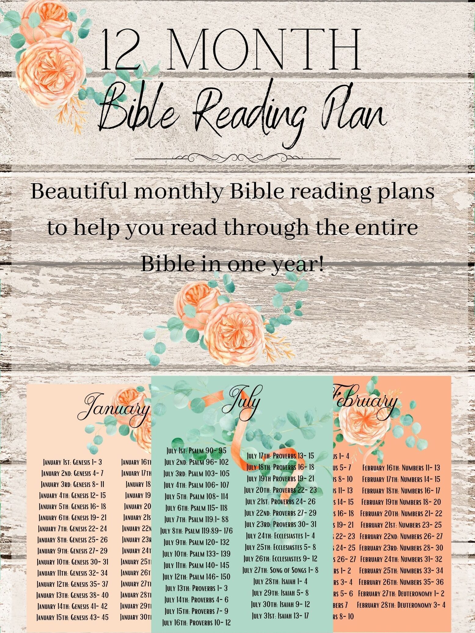 Plan mensual gratuito de lectura de la Biblia |