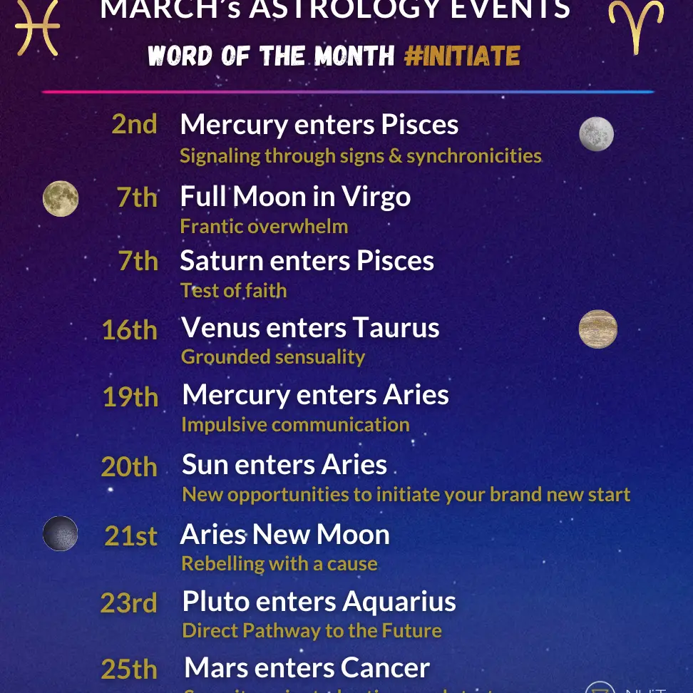 ¡Calendario de eventos y tránsitos astrológicos de marzo de 2023!